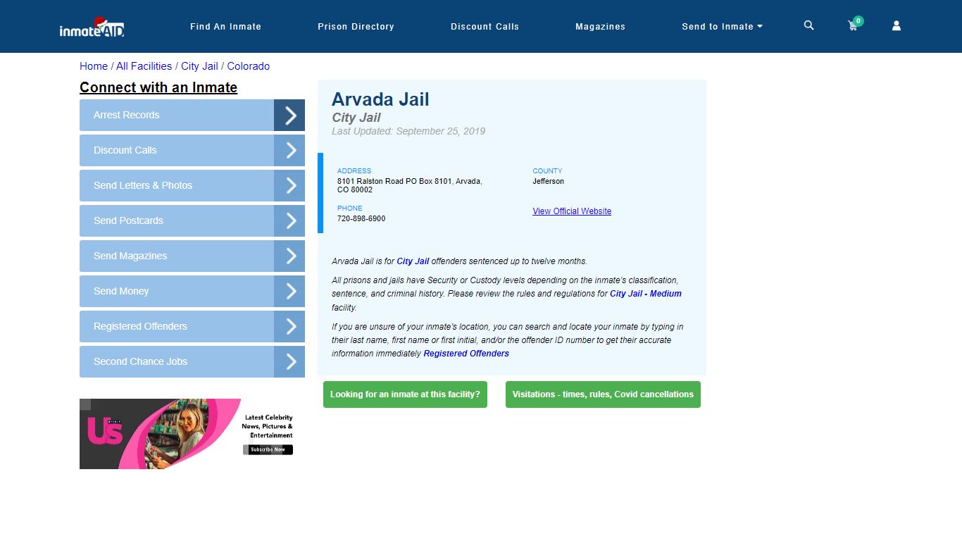 Arvada Jail | Inmate Locator